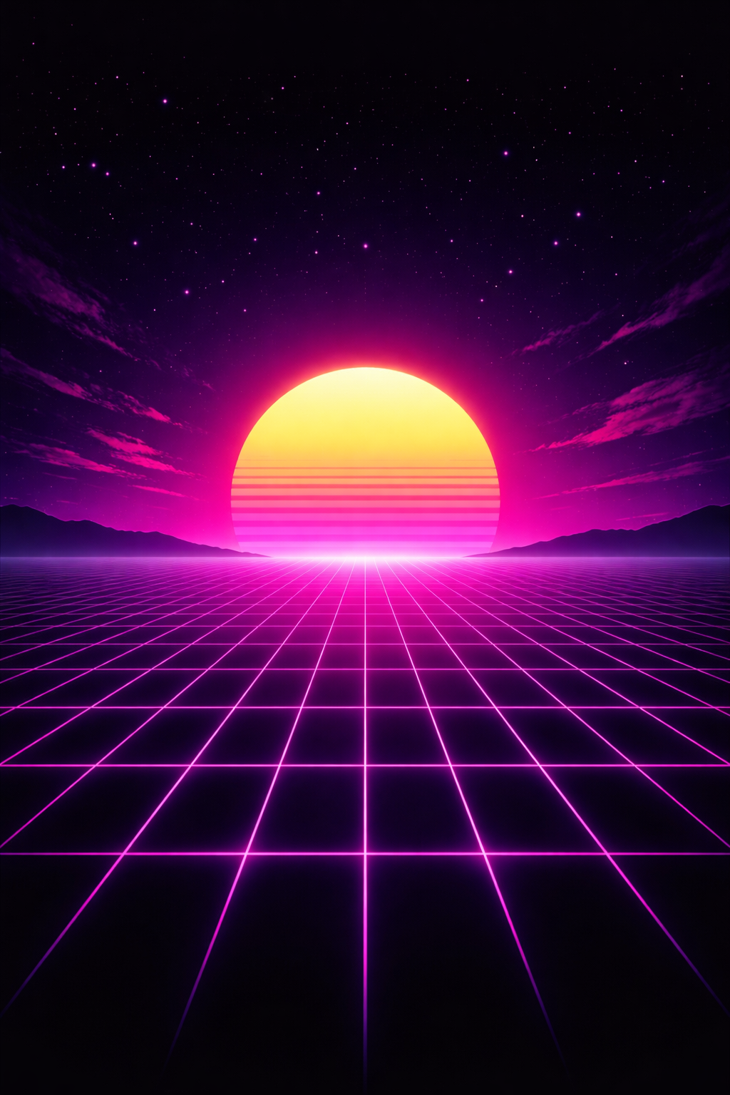 Retro Neon Sunset – Synthwave Horizon