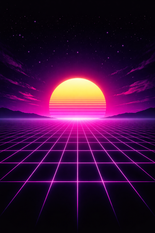 Retro Neon Sunset – Synthwave Horizon
